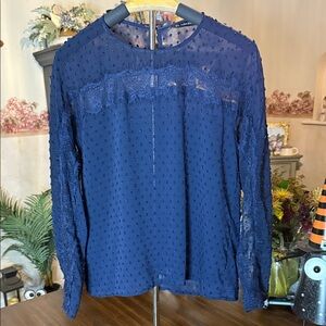 Zara Navy Blue Textured Women's Blouse
